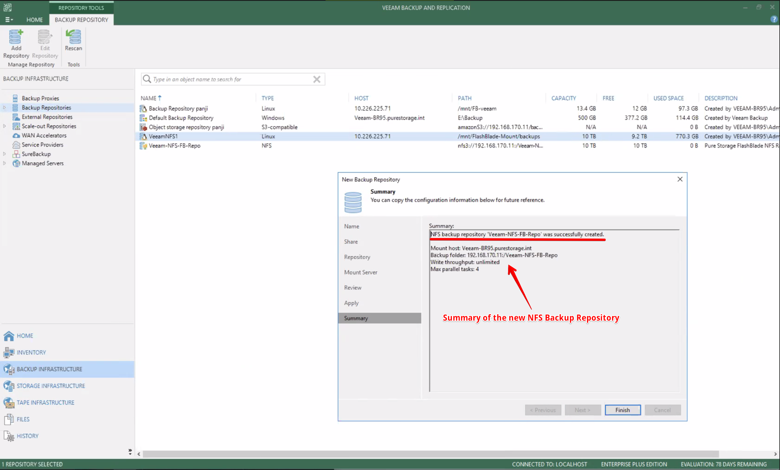 Configuring the Veeam NFS Backup Repository Step 14