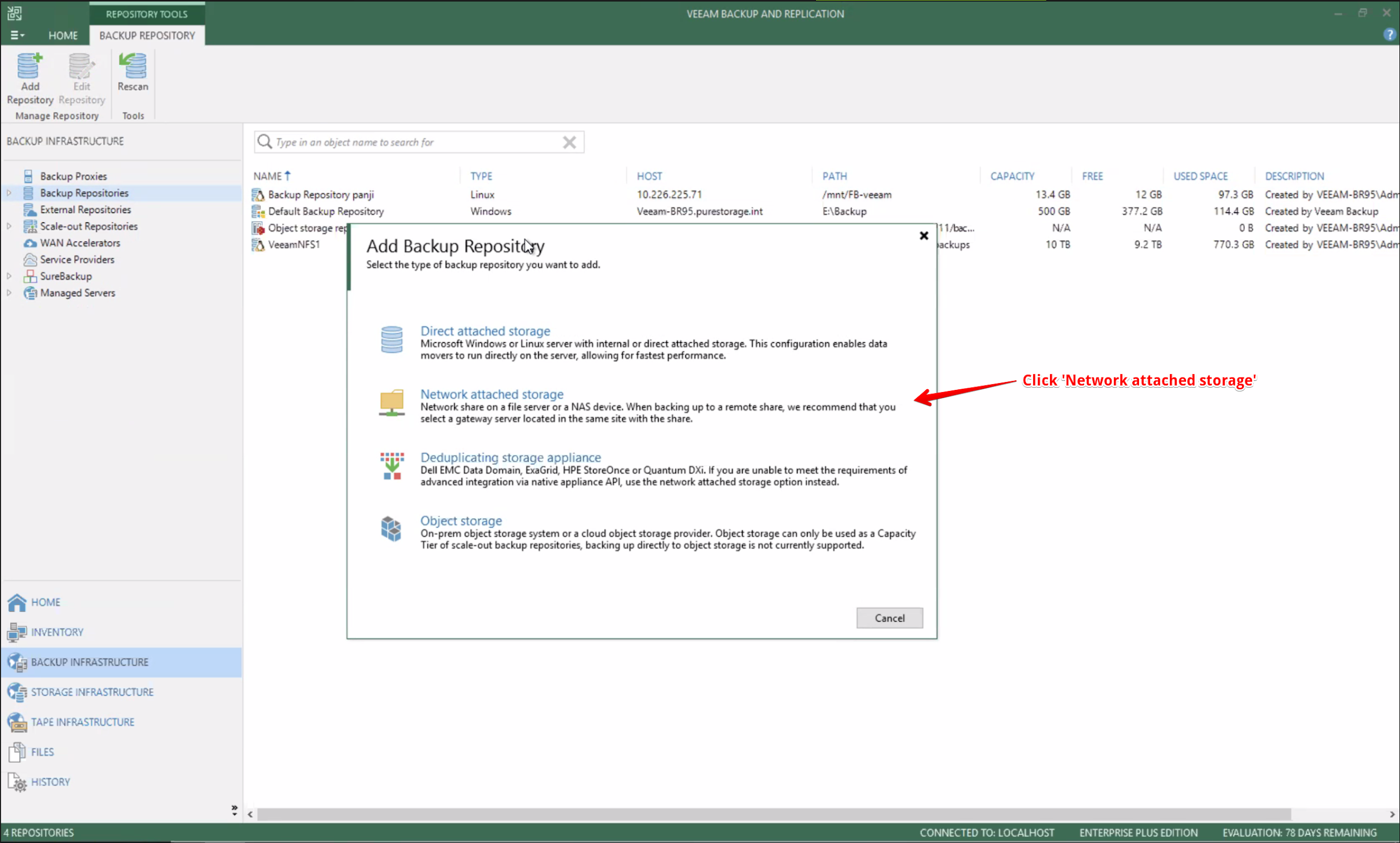 Configuring the Veeam NFS Backup Repository Step 3