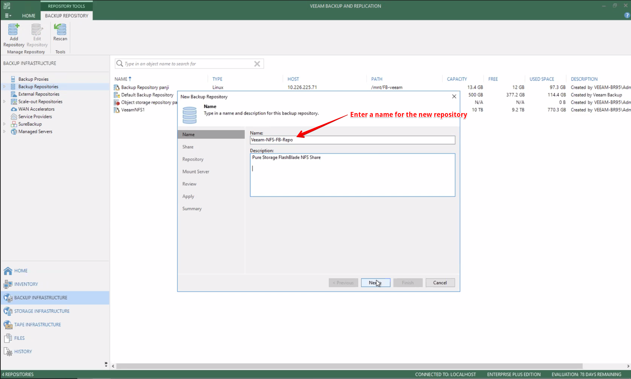 Configuring the Veeam NFS Backup Repository Step 5