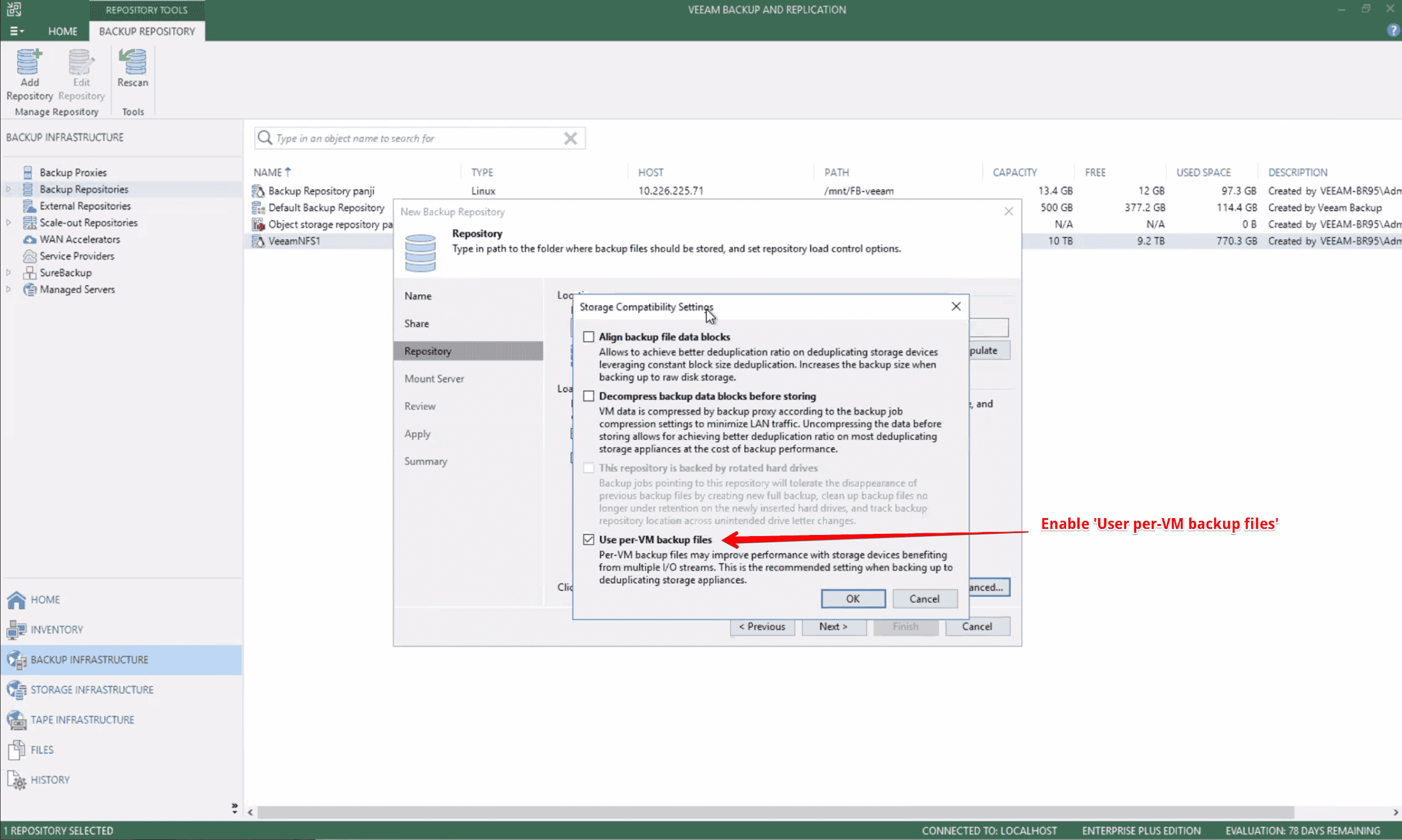 Configuring the Veeam NFS Backup Repository Step 10