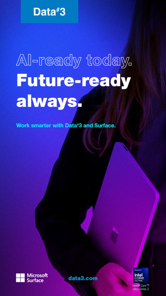 The new Intel-powered Surface family is here! Here’s what it means for your fleet. 1 Data3 Microsoft Intel OOH FY26H2 Rail Consec 2 1